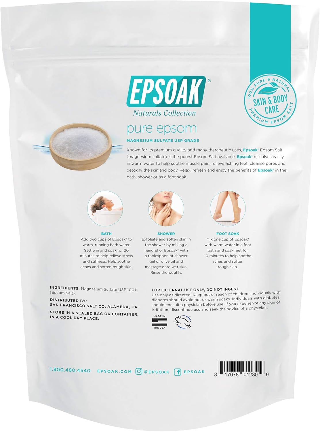 Epsoak Epsom Salt Ultimate Bath Soak Bundle (6 lbs. Total) – Sleep Formula Bath Salt, Muscle Soak Bath Salt, Original Unscented Epsom Salts : Beauty & Personal Care