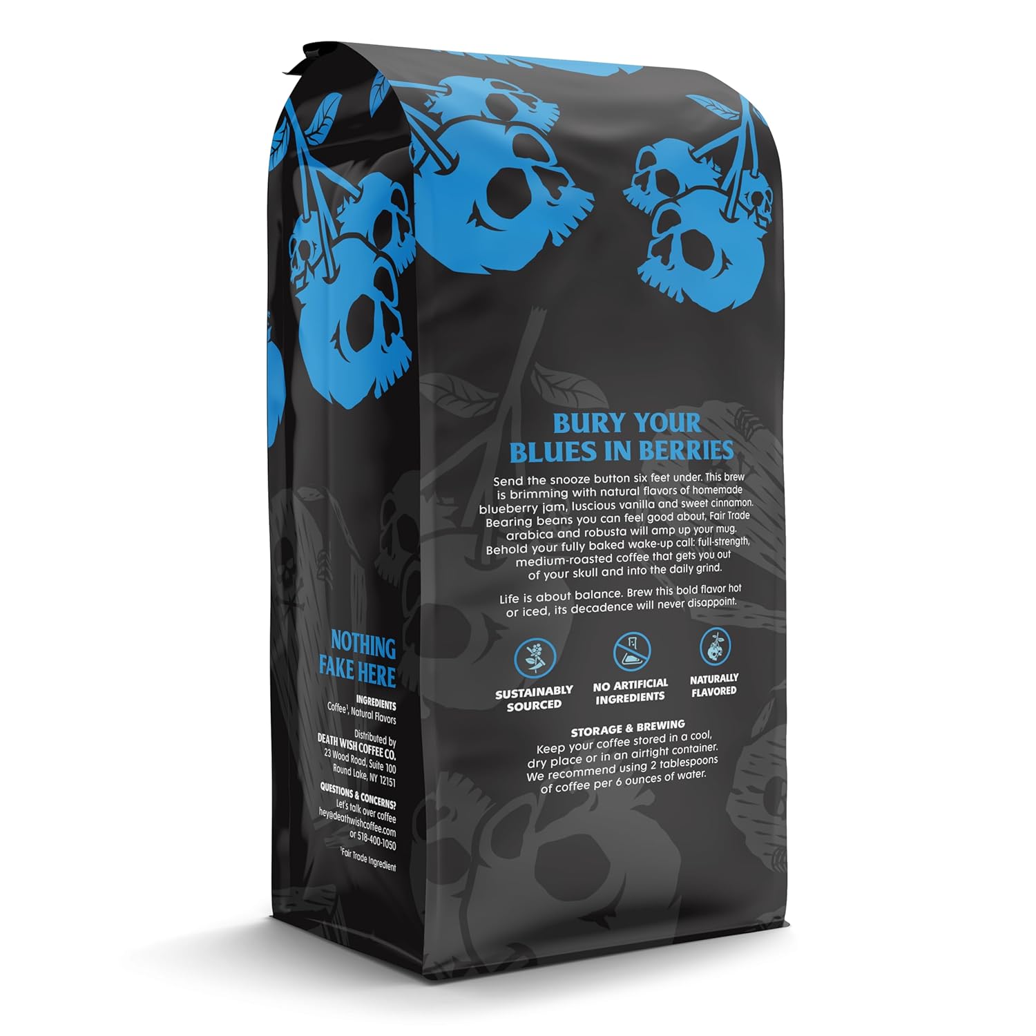 Death Wish Coffee Co. Blue And Buried, Fair Trade, Ground Blueberry Coffee, 12 Oz