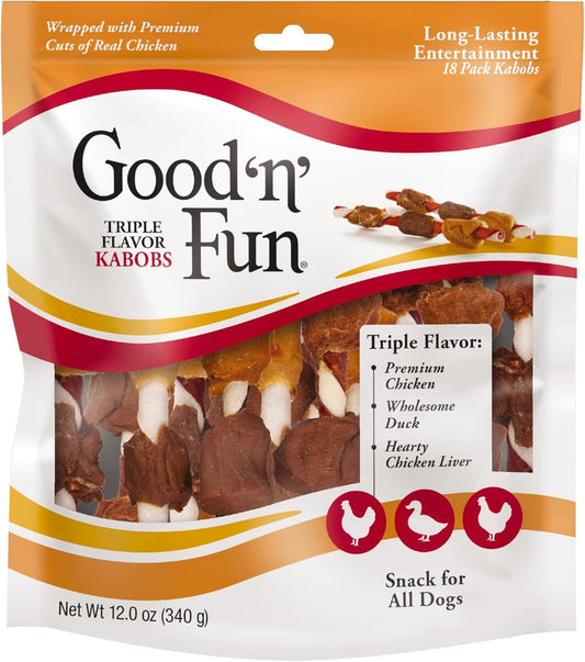 Good'N'Fun Triple Flavored Rawhide Kabobs For Dogs