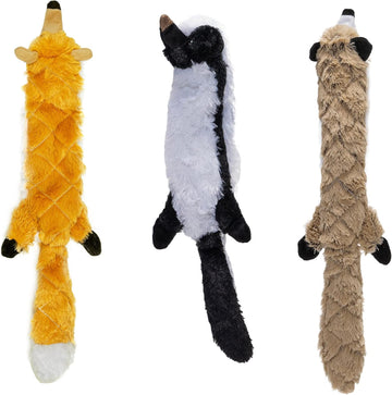 Pet Factory Rugged Stuffless Squeaky Plush Dog Toy, Randomly Selected - Skunk/Raccoon/Fox, One Size