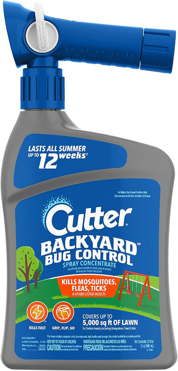 Cutter Backyard Bug Control Spray Concentrate, Mosquito Repellent, Kills Mosquitoes, Fleas & Listed Ants, 32 Fl Ounce