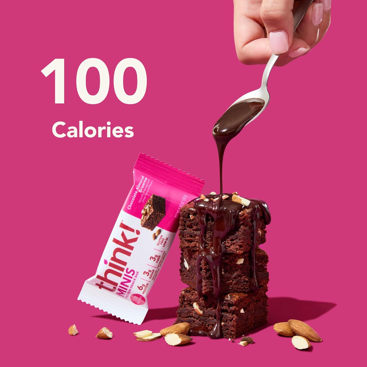 think! MINIS Protein Snack Bars, Gluten Free, Chocolate Almond Brownie, 15 Count : Everything Else