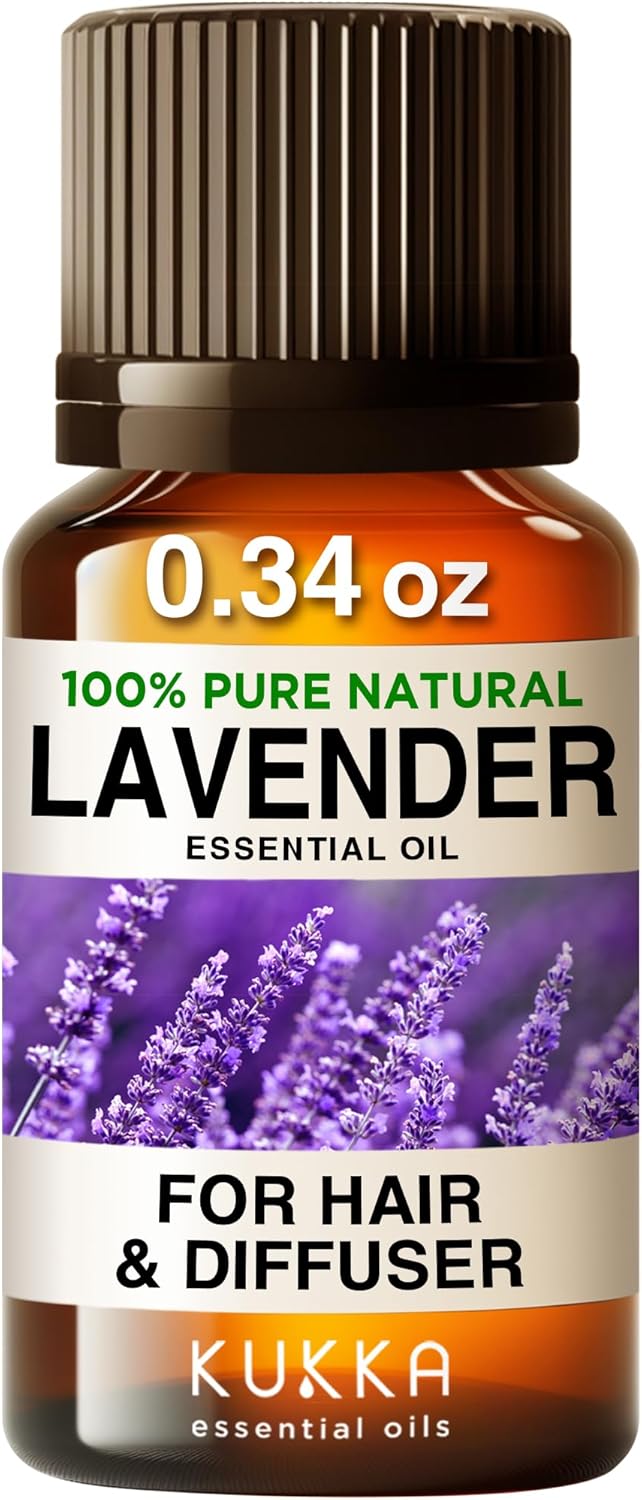 Lavender Essential Oil For Diffuser Skin & Hair (0.34Oz) - 100% Pure Lavender Oil For Relaxation & Nourishment & Soap Making Scent - Lavender Essential Oil Pure By Kukka