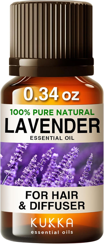 Lavender Essential Oil For Diffuser Skin & Hair (0.34Oz) - 100% Pure Lavender Oil For Relaxation & Nourishment & Soap Making Scent - Lavender Essential Oil Pure By Kukka