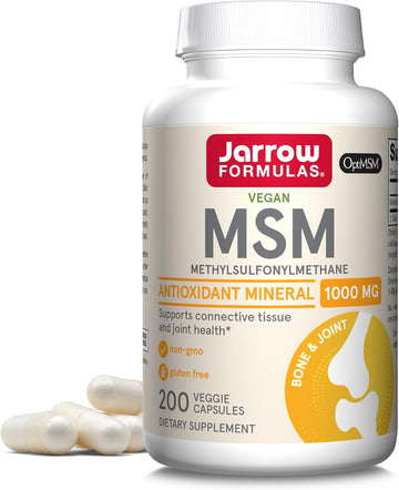 Jarrow Formulas Msm Capsules, 1,000 Mg, Methylsulfonylmethane, Joint Health Support, 200 Capsules, Up To 200 Servings