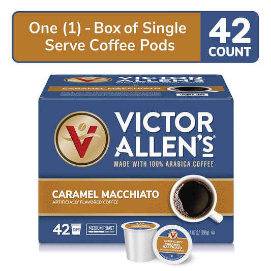 Victor Allen'S Coffee Caramel Macchiato Flavored, Medium Roast, 42 Count, Single Serve Coffee Pods For Keurig K-Cup Brewers