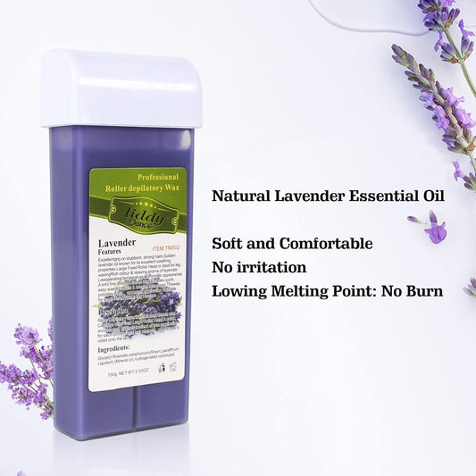 Liddy Dance Hair Removal Wax, Lavender Roll-On Wax, Waxing Kit Refill Wax Cartridge, 4 Pack, Soft Wax For Women, Sensitive Skin, Legs, Arms, Bikini Area, Brazilian Waxing