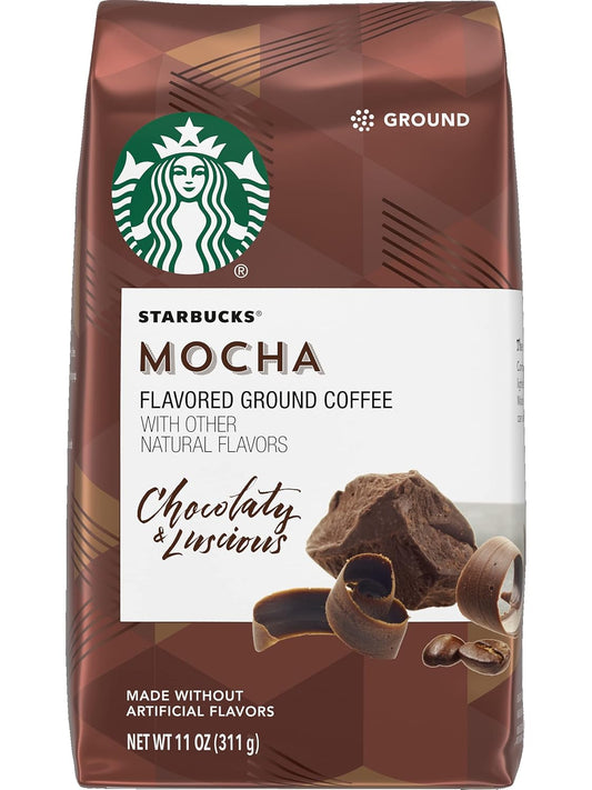 Starbucks Mocha Flavored Coffee, Flavored Ground Coffee, Made with No Artificial Flavors, FlavorLock Packaging for Fresh Flavor, Bag (Pack of 2)