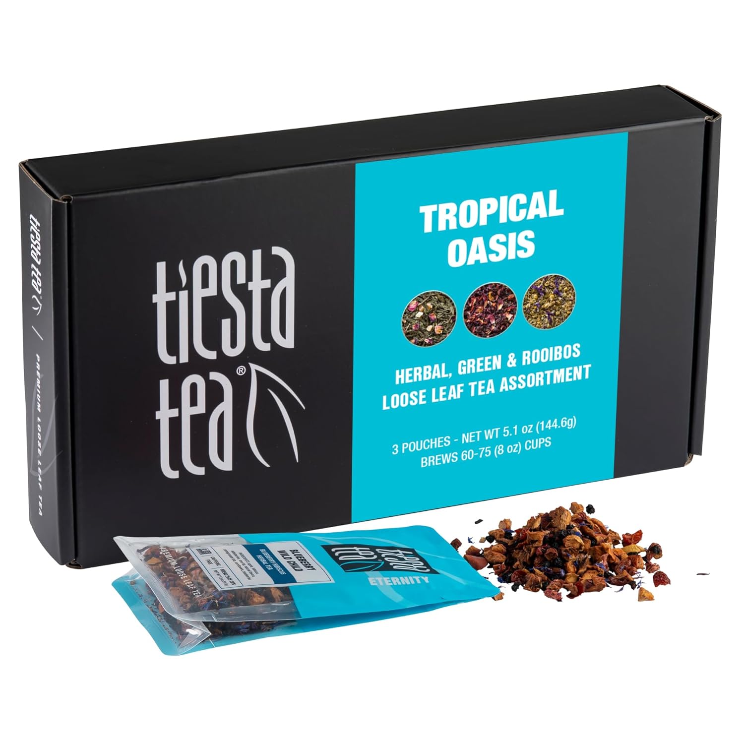 Tiesta Tea - Fruity Loose Leaf Tea Gift Box | Medium Caffeinated Tea Variety Pack | Make Hot & Iced Tea | 3 Pouches Of Assorted Tea Blends With Green Tea, Blueberry Fruit Tea & Hibiscus Fruit Tea