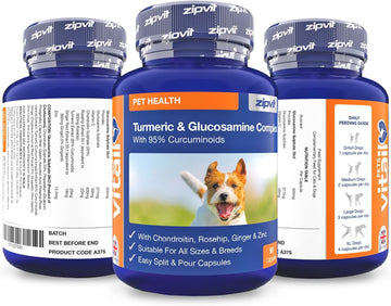 Zipvit Glucosamine And Chondroitin With Turmeric, Rosehip, Ginger And Zinc, Joint Supplement For Dogs, Supports Mobility And Joints, Easy Split Capsules For All Breeds