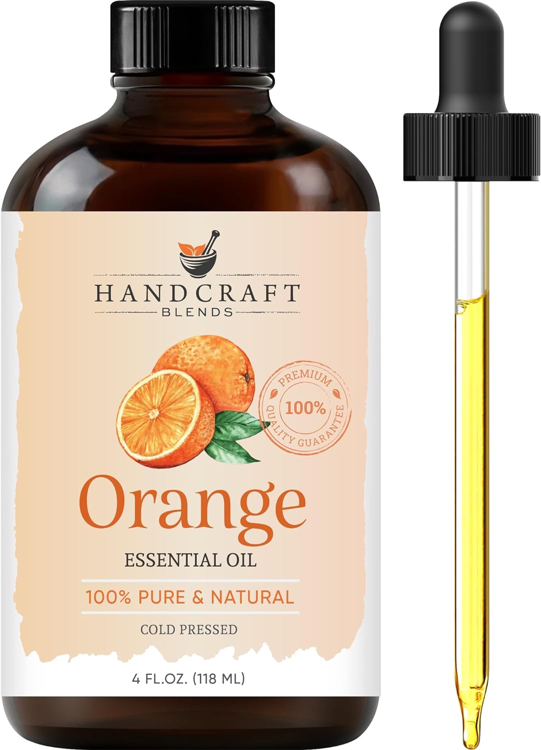 Handcraft Blends Orange Essential Oil - Huge 4 Fl Oz - 100% Pure And Natural - Premium Grade With Glass Dropper