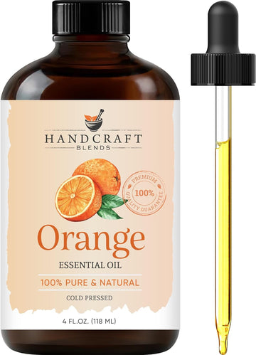 Handcraft Blends Orange Essential Oil - Huge 4 Fl Oz - 100% Pure And Natural - Premium Grade With Glass Dropper
