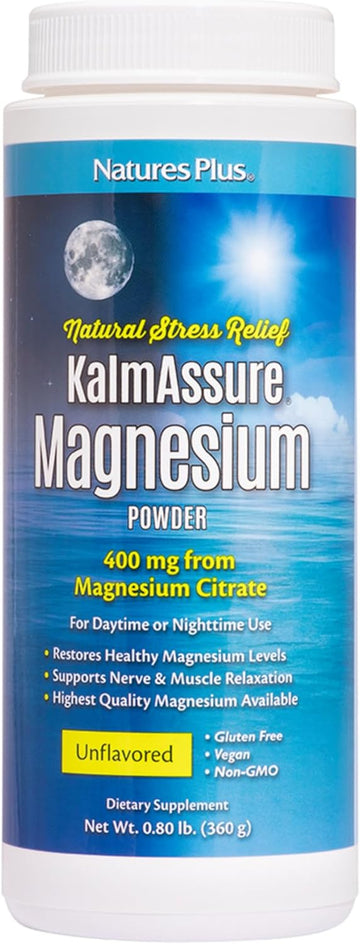 Naturesplus Kalmassure Magnesium Powder - 0.8 Lb, Pack Of 2 - Unflavored - Supports Nerve And Muscle Relaxation - Non-Gmo, Gluten Free, Vegan - 120 Servings