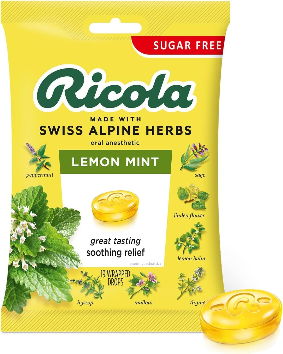 Ricola Lemon Mint Throat Drops, 19 Drops Each (Pack of 3)