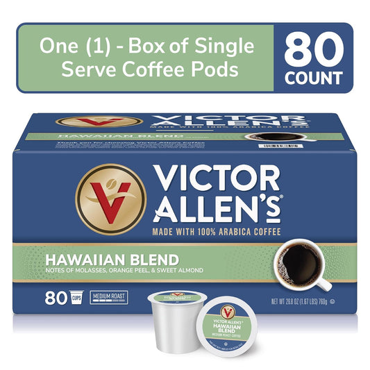 Victor Allen'S Coffee Hawaiian Blend, Medium Roast, 80 Count, Single Serve Coffee Pods For Keurig K-Cup Brewers (Formerly Kona Blend)