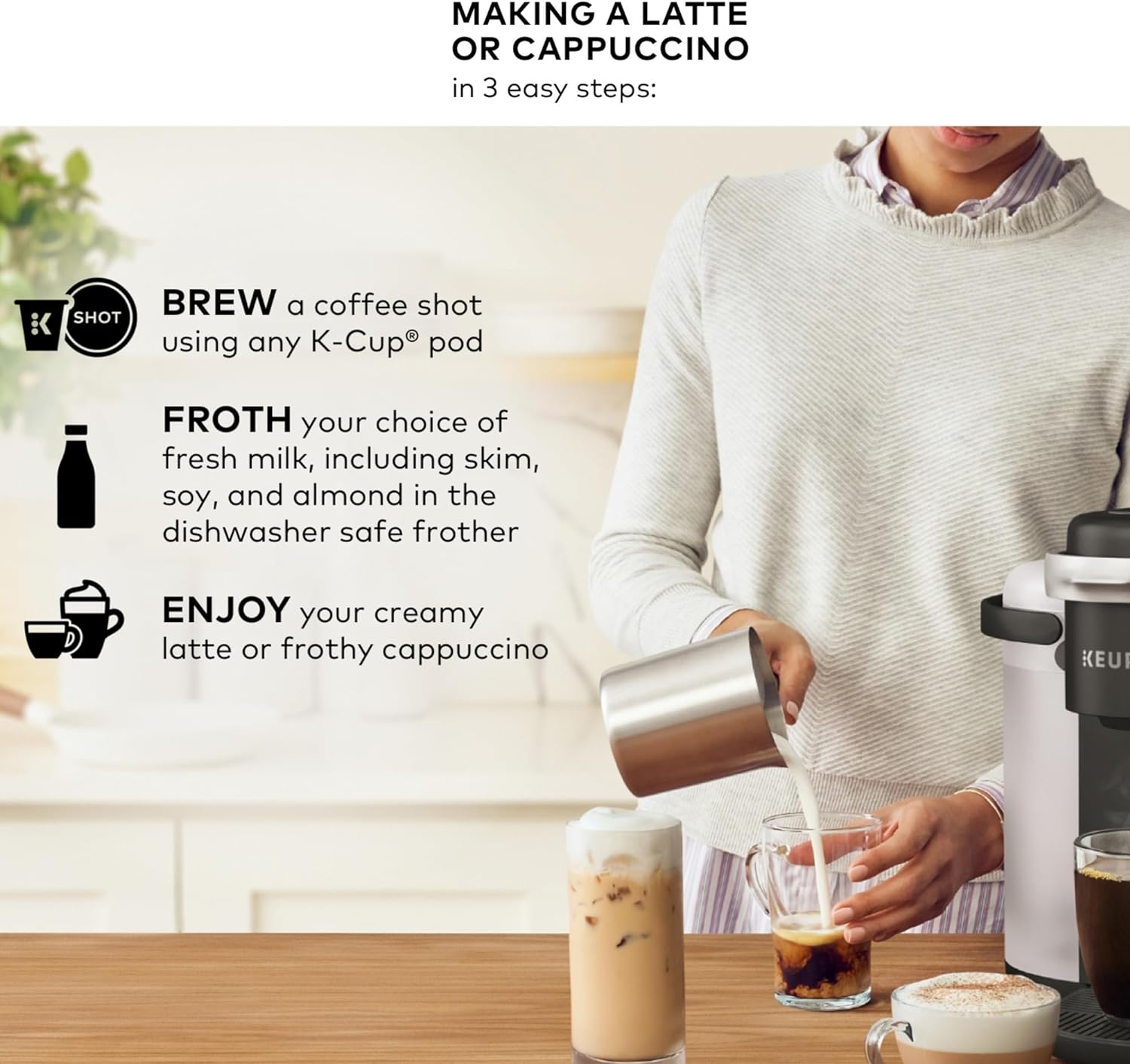 Keurig K-Cafe Single Serve K-Cup Coffee, Latte and Cappuccino Maker, Dark Charcoal: Home & Kitchen