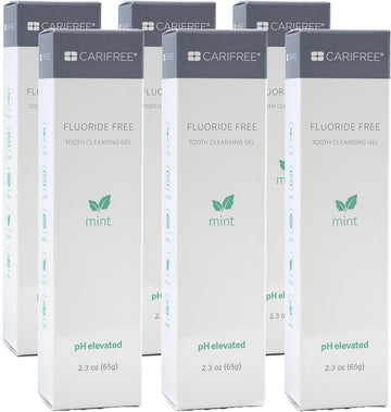 CariFree Fluoride Free Gel (Mint): Nano Hydroxyapatite | Neutralizes pH | Freshens Breath & Moistens Mouth | Dentist Recommended for Oral Care | Toothpaste Replacement (6-Pack)