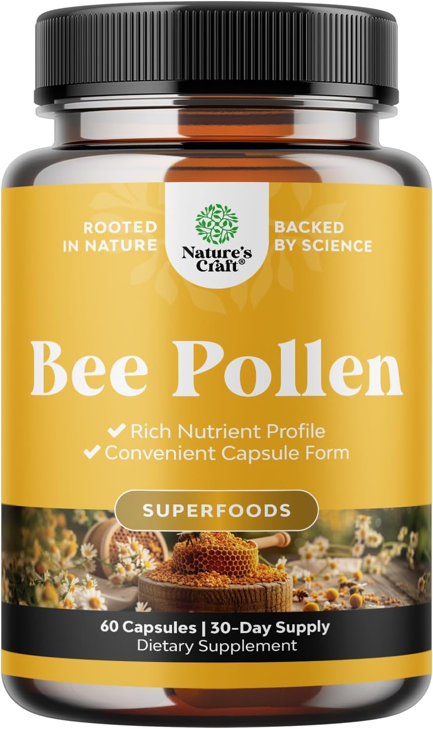 Bee Pollen Pills For Breast Growth 120 Ct - Bee Pollen Supplement 1000Mg Serving With Naturally Occurring B Vitamins Minerals & Enzymes - Breast Support Supplement - Vegetarian, Non-Gmo & Gluten Free