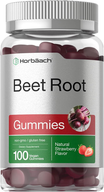 Horbäach Beet Root Gummies | 6000Mg | 100 Count | Vegan, Non-Gmo, And Gluten Free Formula | Strawberry Flavor