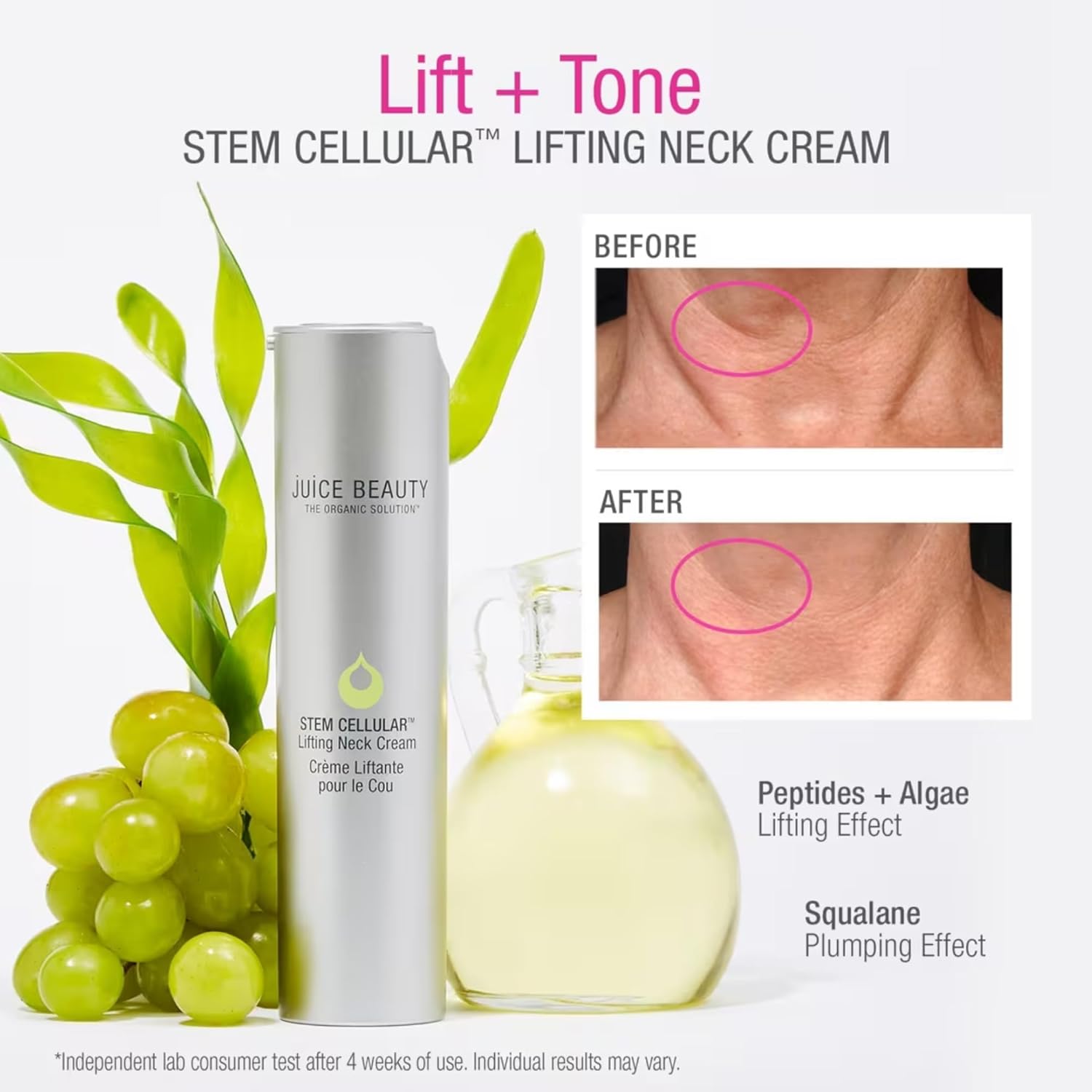 Juice Beauty Stem Cellular Peptide Lifting Neck Cream - 50 Ml - Tightens And Smooths + Reduces Fine Lines And Wrinkles - Vegan, Cruelty Free : Beauty & Personal Care