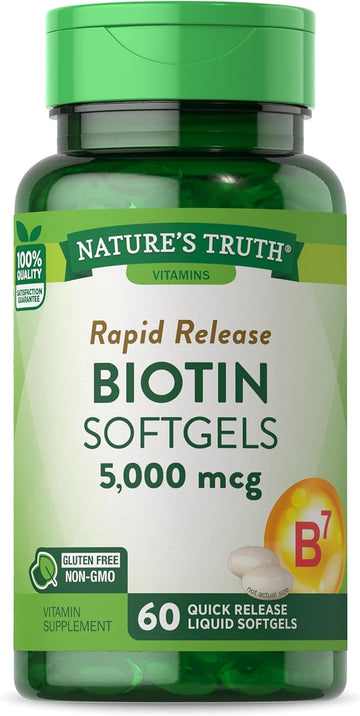 Biotin 5000Mcg | 60 Softgels | Non-Gmo & Gluten Free Supplement For Men And Women | By Nature'S Truth