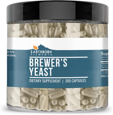 Earthborn Elements Brewer'S Yeast 200 Capsules, Pure & Undiluted, No Additives