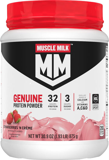 Muscle Milk Genuine Protein Powder, Strawberries ?N Crme, 1.93 Pounds