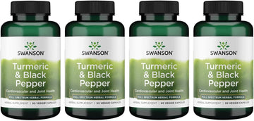 Swanson Premium- Turmeric '&' Black Pepper - Antioxidant, Digestion '&' Joint Support - 90 Veg Caps (4 Pack)