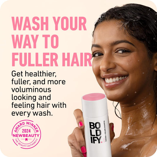 Boldify Thickening Shampoo - Rice Water For Thinning And Oily Hair - Volumizing Shampoo For Fine Hair, Weightlessly Removes Excess Oil - 8Oz