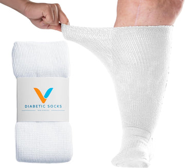 Viasox Easystretch Diabetic Socks For Men & Women, Non Binding Top, Seamless Toe, Loose Fit