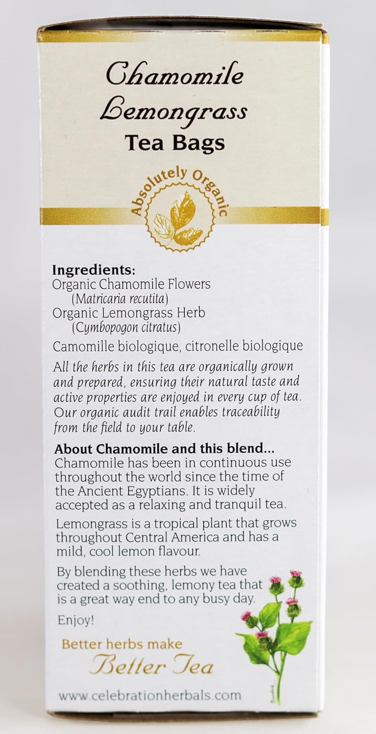 Celebration Herbals Chamomile With Lemongrass Tea Org 24 Bag, 0.02 Pound : Grocery & Gourmet Food