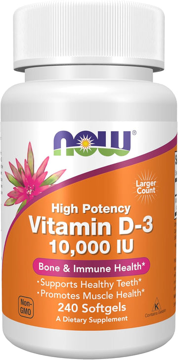 Now Foods Supplements, Vitamin D-3 10,000 Iu Softgels, Vitamin D, Joint Support, 240 Softgels