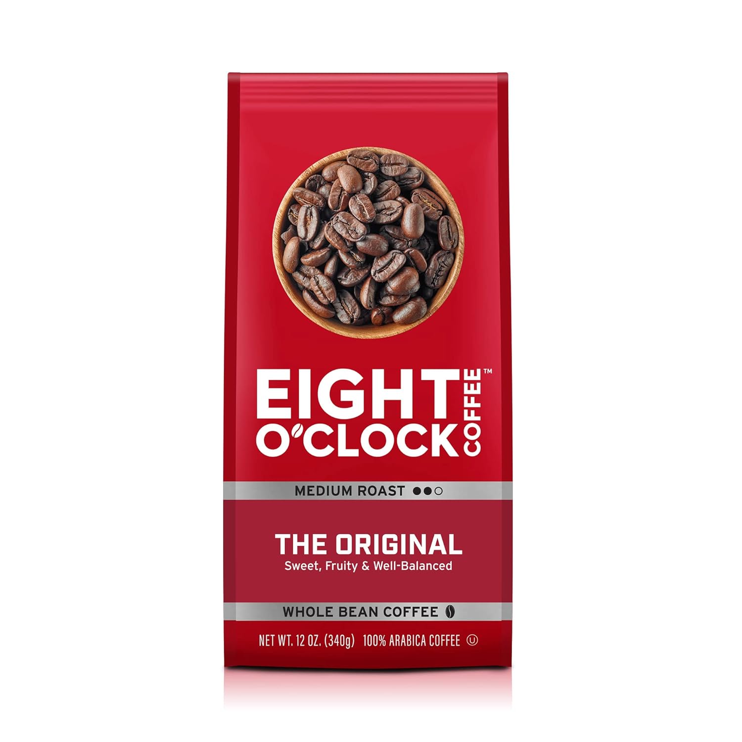 Eight O'Clock Coffee The Original, 12 Ounce (Pack Of 6) Medium Roast Whole Bean Coffee, 100% Arabica, Sweet, Fruity, Balanced