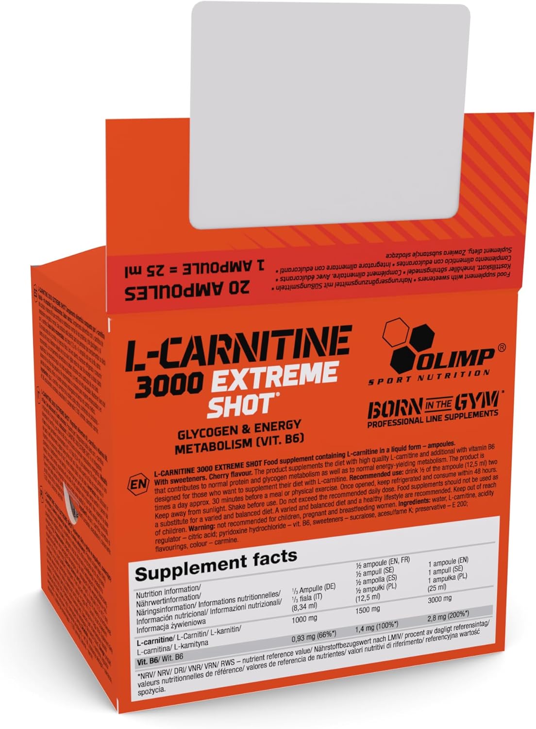OLIMP SPORT NUTRITION Olimp Labs L-Carnitine 3000 Extreme Shots, Cherry Flavour, Pack of 20 Ampoules : Amazon.co.uk: Health & Personal Care
