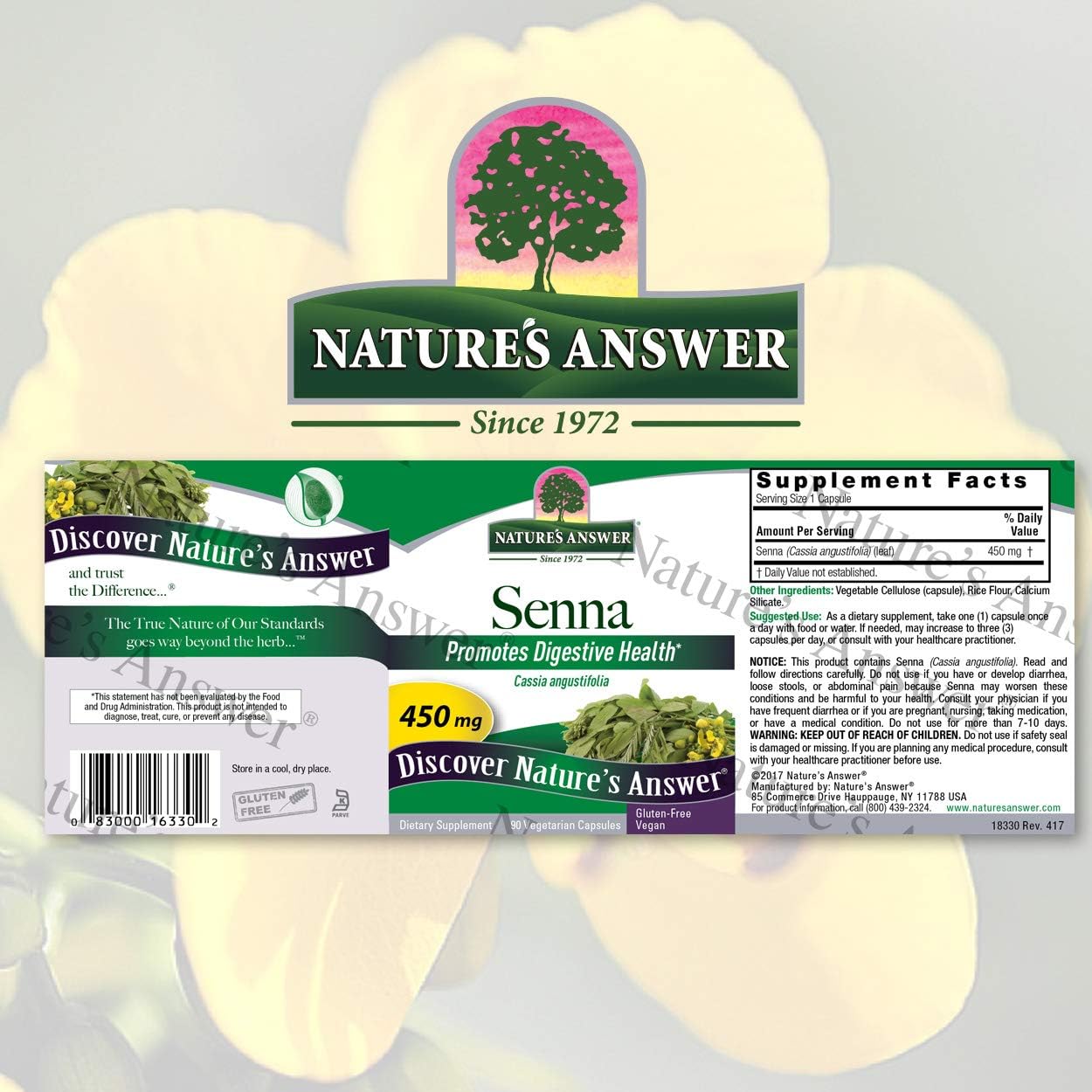 Nature's Answer Senna Leaf | Dietary Supplement | Promotes Digestive Health | Vegan, Gluten-Free & Kosher Certified | Vegetarian Capsules 90ct