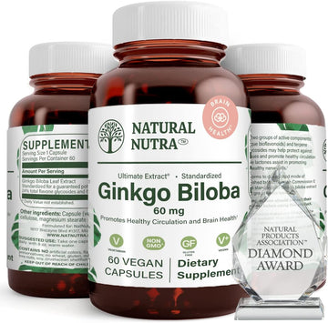Natural Nutra Ginkgo Biloba, Improves Circulation To The Brain And Boosts Memory, Increases Oxygen Flow, And Enhancing Brain Function, Vegan And Gluten Free, (60) Capsules