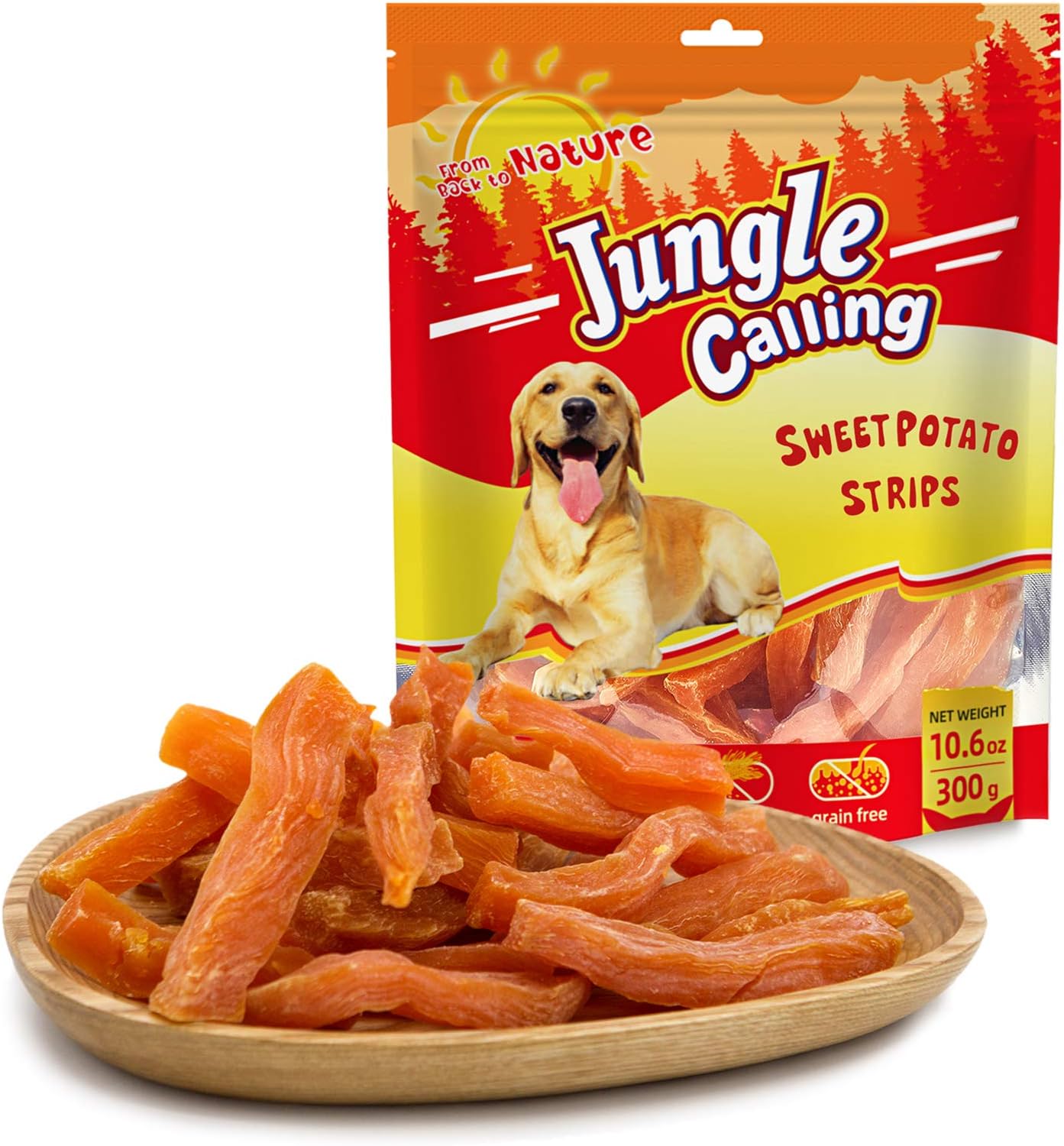 Jungle Calling Dog Treats, Sweet Potato Dog Treats, Natural Sweet Potato Chews For Dogs, Low Fat Dog Treats, Healthy Dog Training Treats, 10.6 Oz