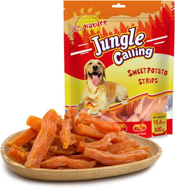 Jungle Calling Dog Treats, Sweet Potato Dog Treats, Natural Sweet Potato Chews For Dogs, Low Fat Dog Treats, Healthy Dog Training Treats, 10.6 Oz
