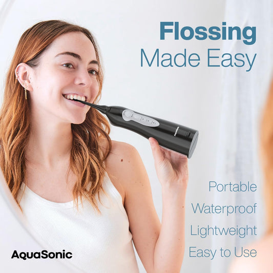 Aquasonic Aqua Flosser - Cordless Rechargeable Water Flosser For Teeth - Waterproof, Portable Oral Irrigator For Dental Cleaning With 5 Jet Tips – Braces Home Travel