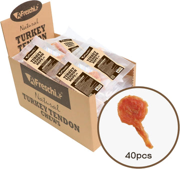 Afreschi Turkey Tendon Dog Treats For Dogs, Dog Treat For Signature Series, All Natural Human Grade Puppy Chew, Ingredient Sourced From Usa, Rawhide Alternative, 40 Units/Box Lollipop, (Small)