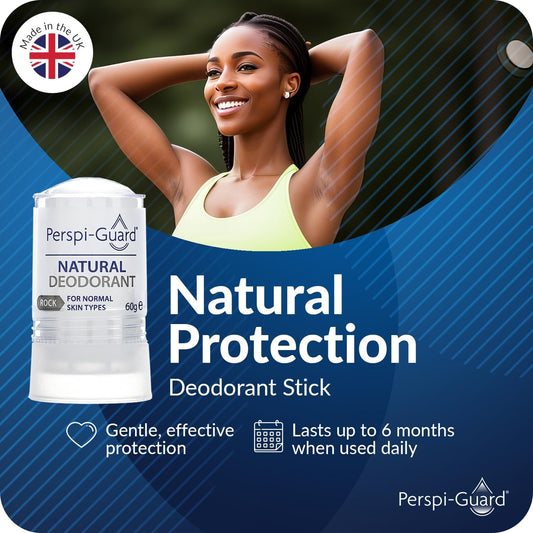 Perspi-Guard 100% Natural Aluminium Free Deodorant - Vegan Friendly Deodorant Stick Made W/Naturally-Occurring Tawas Crystals For Sweat Protection & Neutralising Odour-Causing Bacteria - 60G, 2-Pack