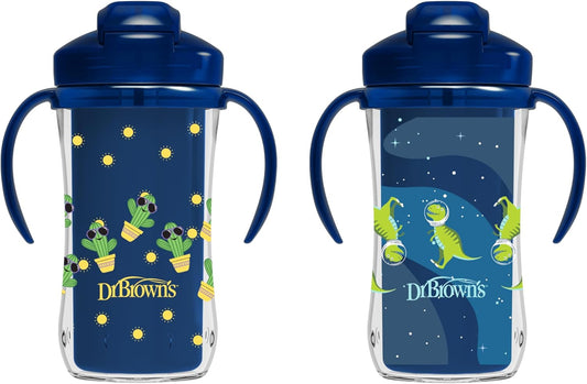 Dr. Brown'S Milestones Insulated Straw Cup, Blue, 2 Pack