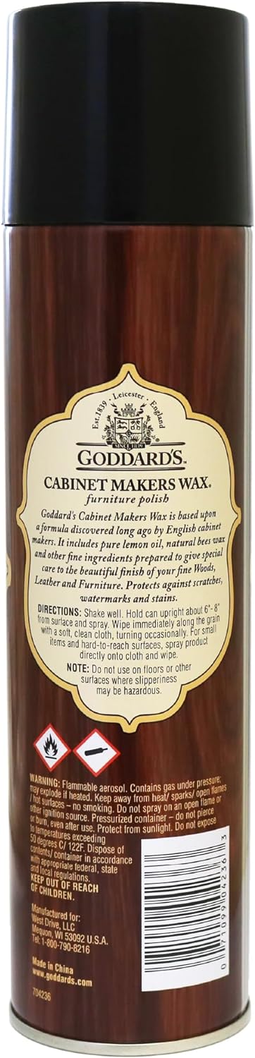 Goddard's Cabinet Makers Fine Aerosol Wax Spray Can - for Wood Furniture - 12 oz