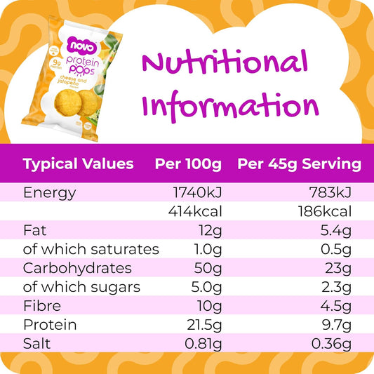 Novo Nutrition | Protein Pops | Healthy Savoury Snack With High Protein, Low Sugar And High Fibre | Pack Of 6 X 45G (Barbeque)