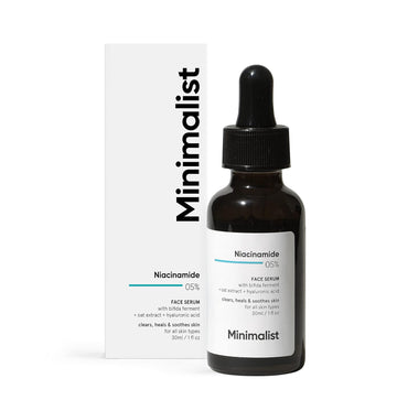 Minimalist 5% Niacinamide Face Serum For Clear Glowing Skin | With 1% Hyaluronic Acid For Hydration | Pore Minimizer For Face | Clears Acne Marks & Blemishes | For Women & Men | 1 Fl Oz / 30 Ml