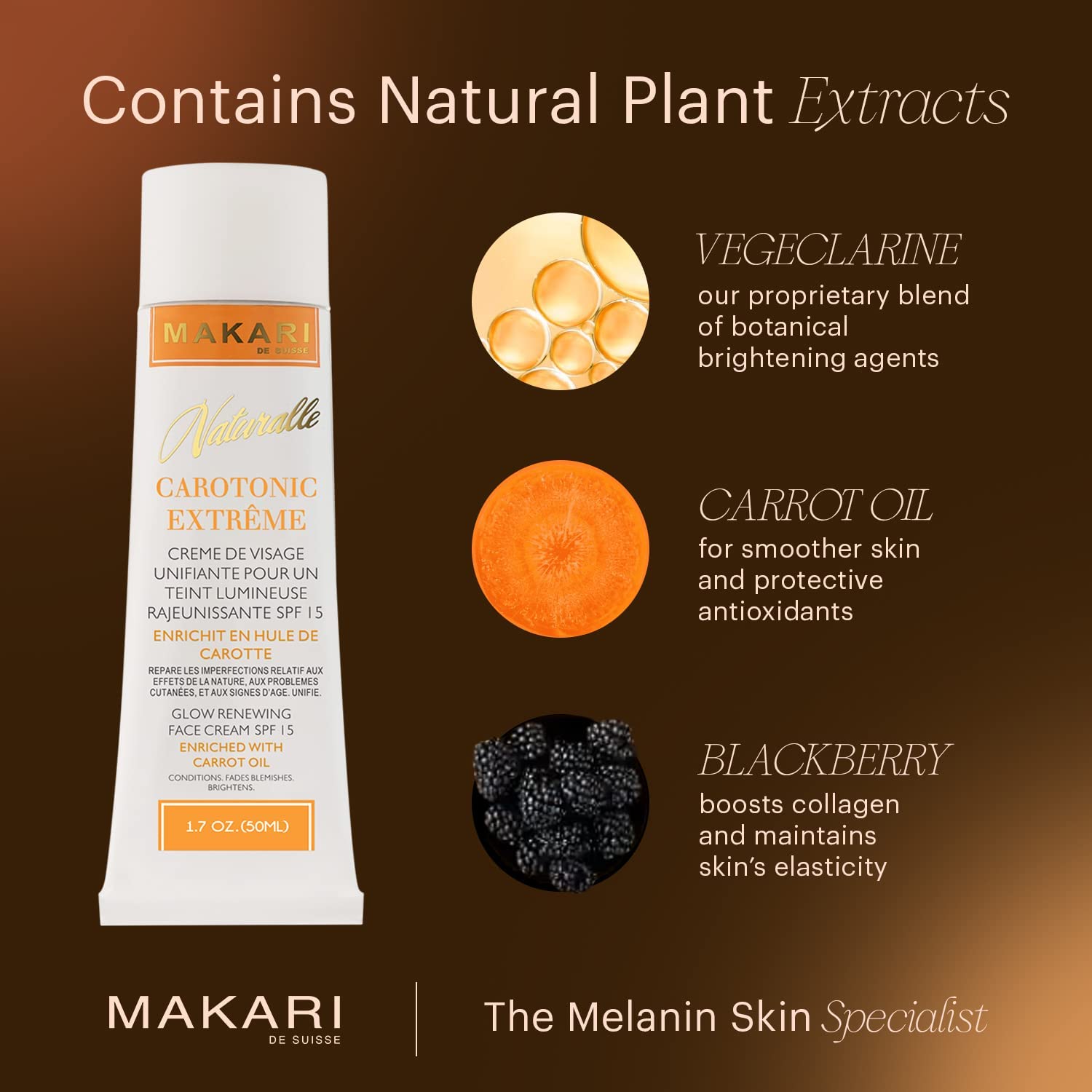 Makari Naturalle Carotonic Extreme Glow Renewing Face Cream Spf15 (1.7 Oz) | Brightens, Moisturizes, And Rejuvenates Skin | Helps Diminish Acne, Control Oily Face, And Minimize The Appearance Of Aging : Beauty & Personal Care