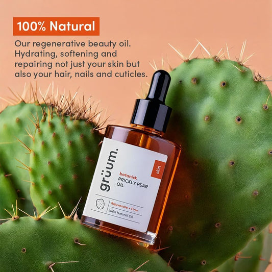 Grüum Prickly Pear Oil 30 Ml - 100% Natural Hydrating Prickly Pear Seed Oil For Face - Reduces Dark Spots & Dark Circles, Boosts Collagen & Elasticity With Vitamin K, Vitamin E & Fatty Acids