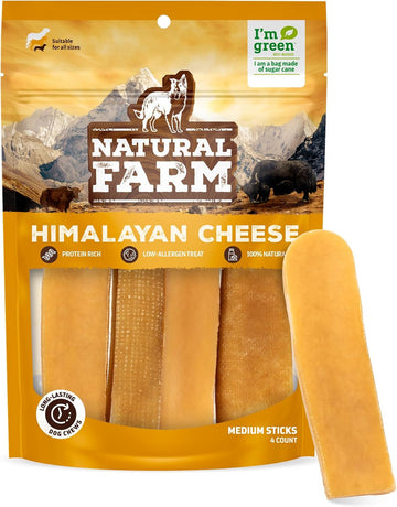 Natural Farm Himalayan Yak Cheese, Protein-Rich, Low-Allergen, Lactose-Free, Gluten-Free, 100% Natural - Medium, 4 Pack
