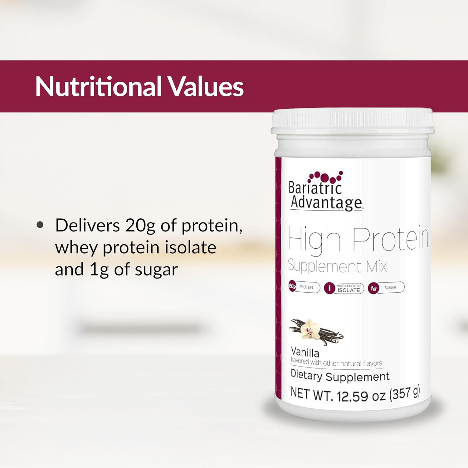 Bariatric Advantage High Protein Supplement Mix - Bariatric Protein Powder - 20 G Protein - For Pre- & Post-Bariatric Surgery Patients - With Iron, Calcium & More - 14 Servings - Vanilla : Health & Household