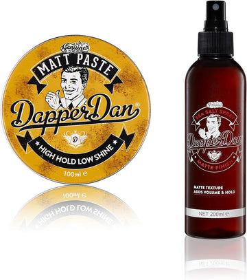 Dapper Dan Matt Paste, High Hold Low Shine Paste For Men 1 X 100Ml And Dapper Dan Sea Salt Spray For Matte Textured Finish 1 X 200Ml